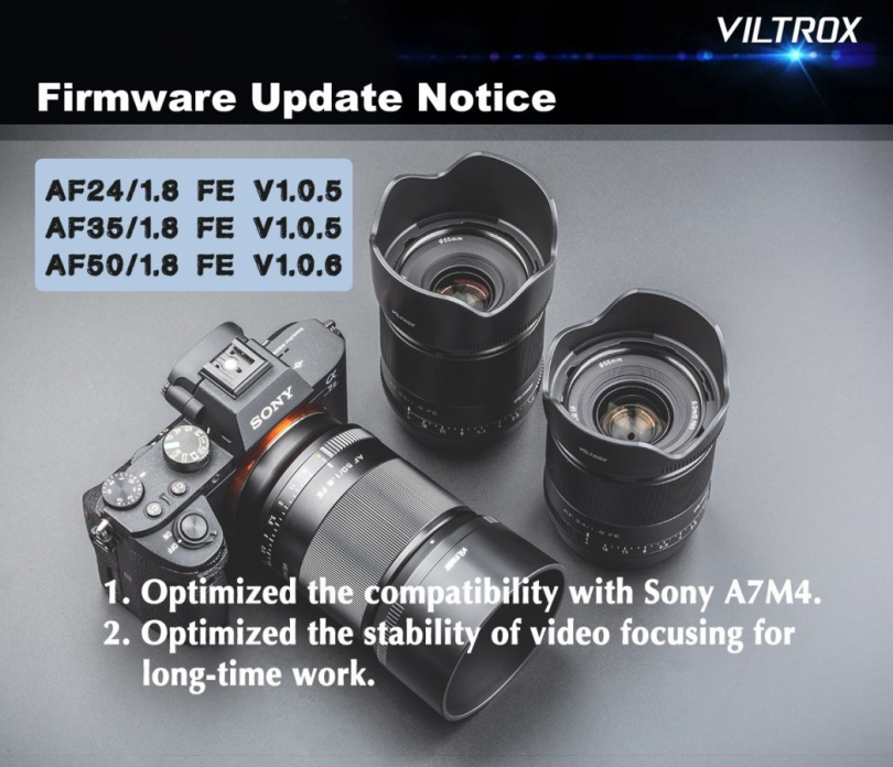   VILTROX AF 24mm f/1.8 FE, AF 35mm f/1.8 FE  AF 50mm f/1.8 FE