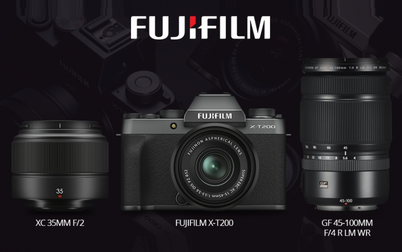     fujifilm x-t200 fujinon 35mm 45-100mm 